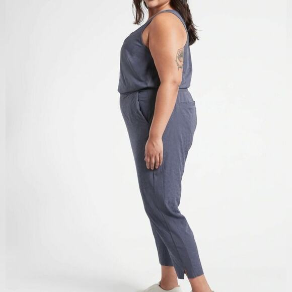 NWT Athleta Brooklyn Textured Jumpsuit, Medieval Violet, 18 - Picture 1 of 12